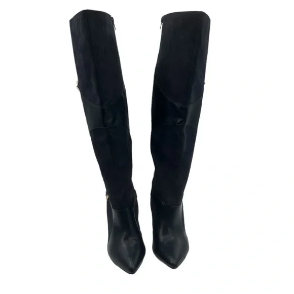 JUSTFAB Blue Yelda Buckle Tall Heeled Pointed Toe Boots Size 9.5 Women's - Picture 3 of 12